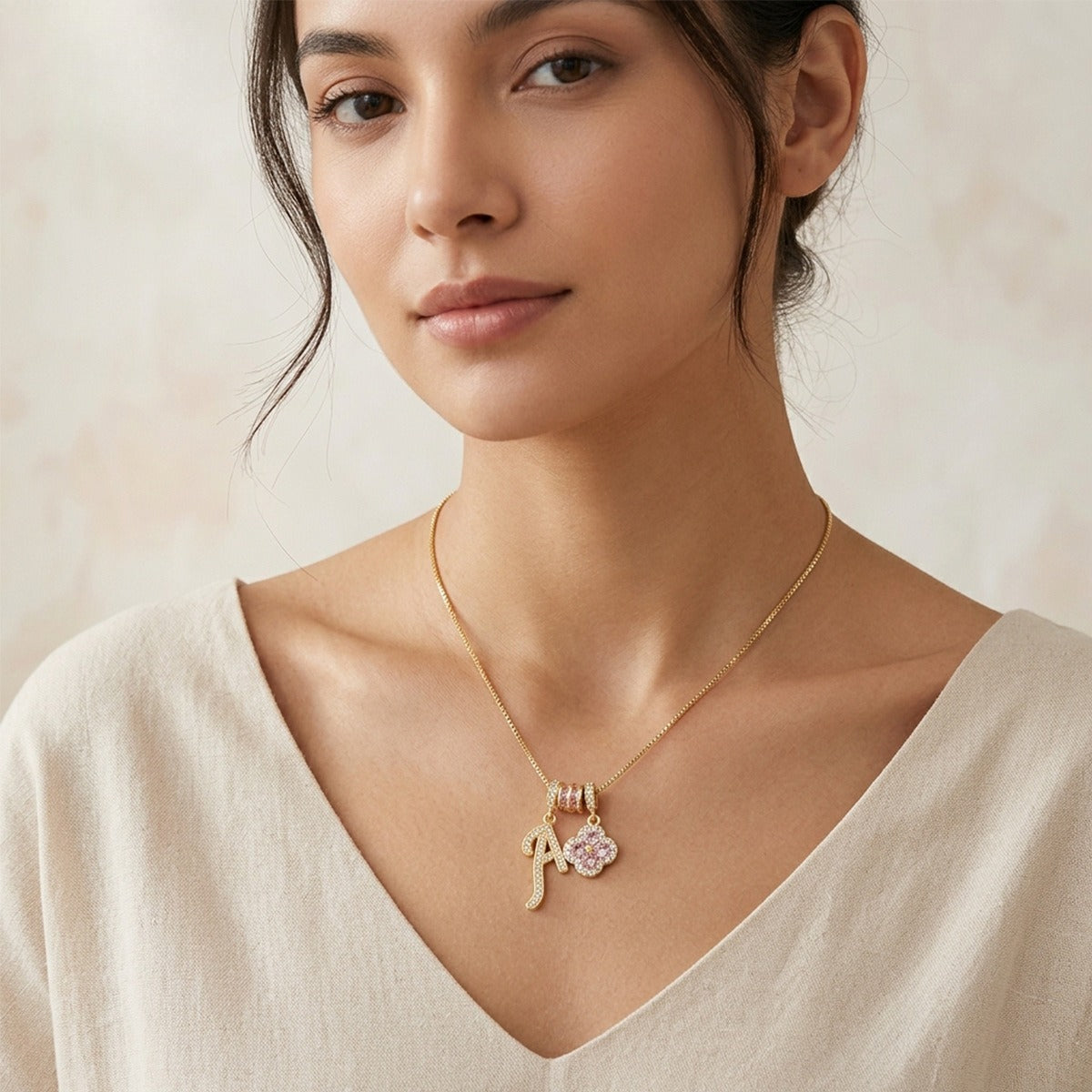  Initial Clover Charm Necklace - friendship necklace gift from Bestie Keepsake