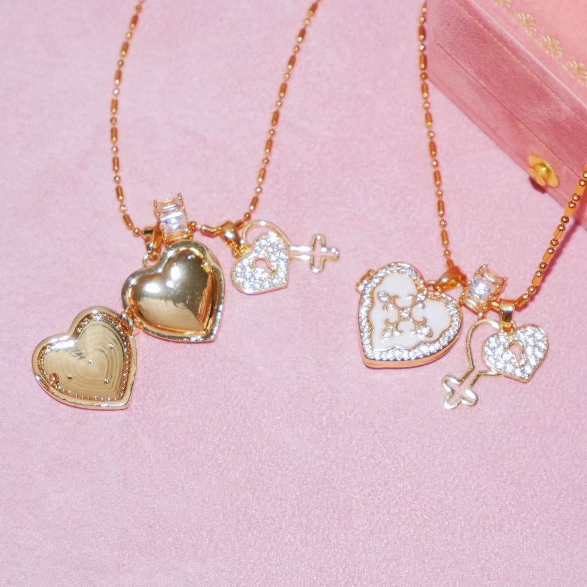  Ornate Heart Locket Pendant Necklace - friendship necklace gift from Bestie Keepsake