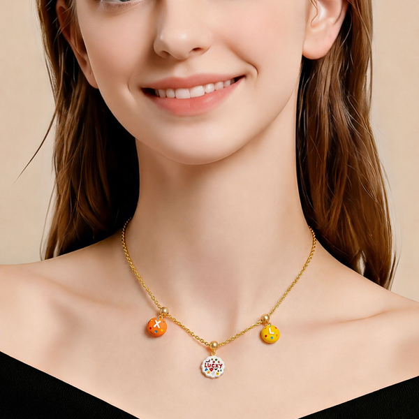  Colorful Enamel Initial Charm Necklace in Gold-Plated Brass - friendship necklace gift from Bestie Keepsake