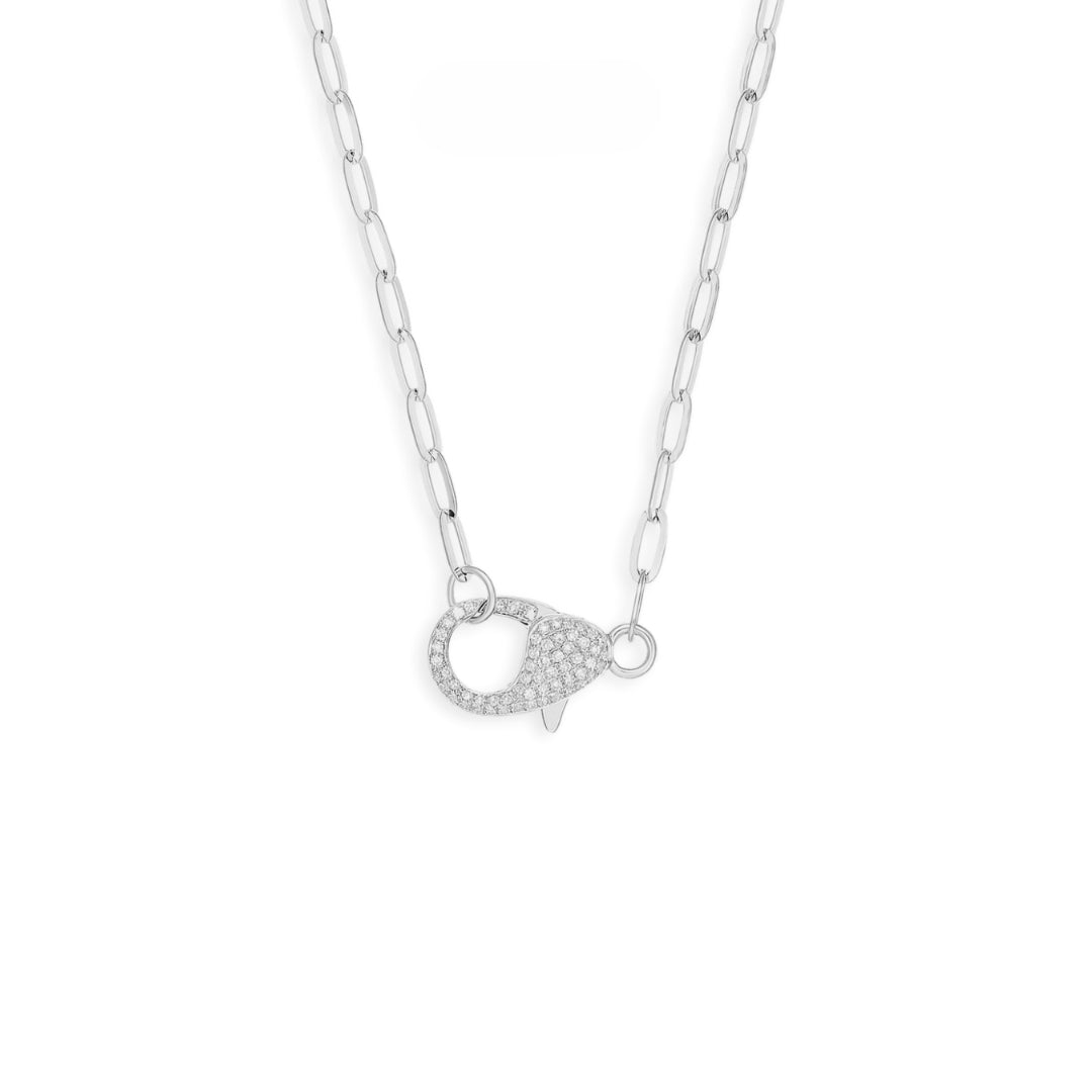 Ornate Lobster Clasp Pendant Bamboo Link Necklace in S925 Silver - friendship necklace gift from Bestie Keepsake