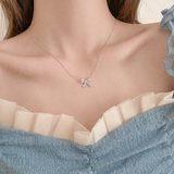  Sparkling Bow Cubic Zirconia Necklace - friendship necklace gift from Bestie Keepsake