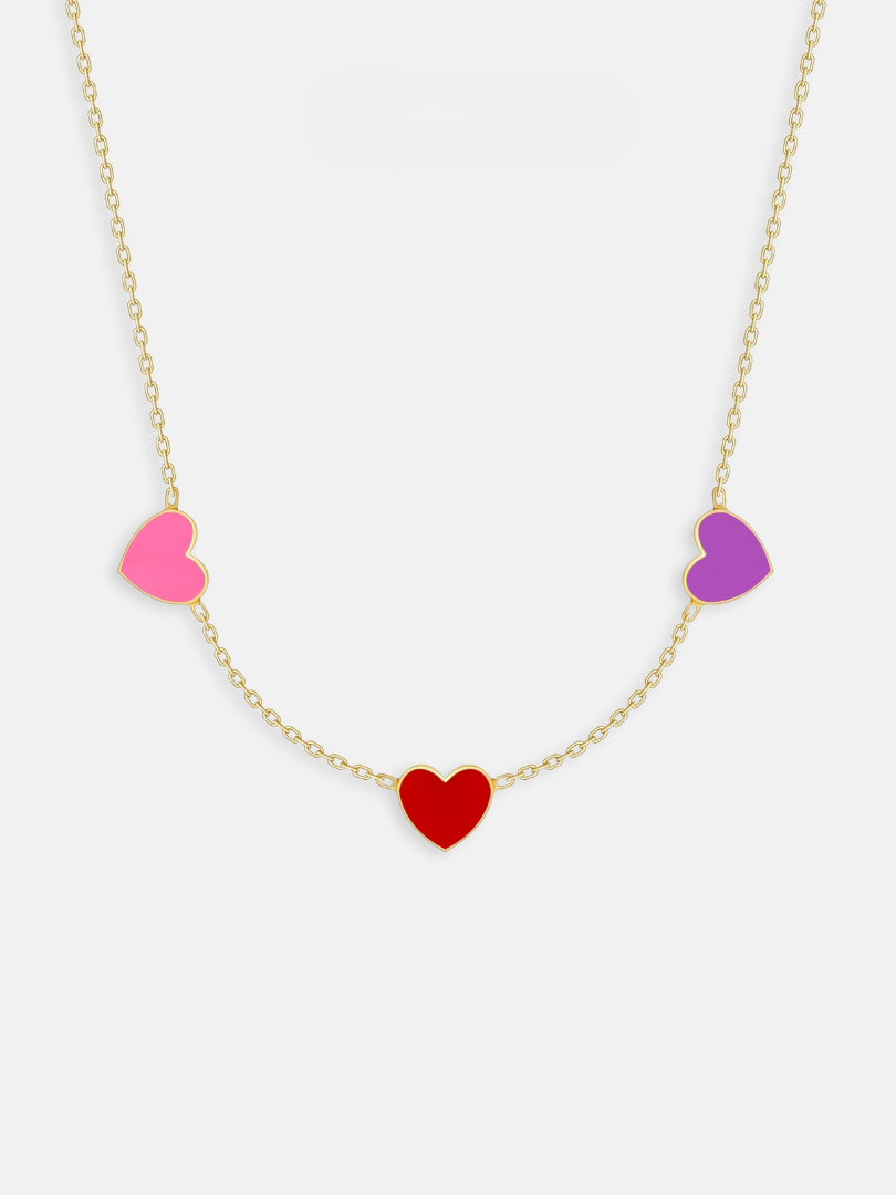  Enamel Heart Charm Necklace S925 Silver - friendship necklace gift from Bestie Keepsake