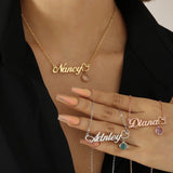  Script Name Birthstone Heart Necklace in Stainless Steel - friendship necklace gift from Bestie Keepsake