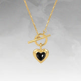  Heart Gravity Toggle Necklace with Natural Stone - friendship necklace gift from Bestie Keepsake