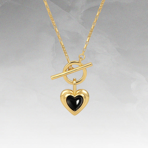  Heart Gravity Toggle Necklace with Natural Stone - friendship necklace gift from Bestie Keepsake