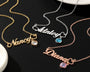  Script Name Birthstone Heart Necklace in Stainless Steel - friendship necklace gift from Bestie Keepsake