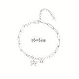  Bow & Pavé Initial Paperclip Bracelet Stainless Steel - friendship necklace gift from Bestie Keepsake