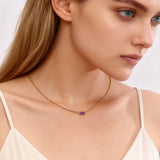  Baguette Cut Birthstone Necklace Stainless Steel - friendship necklace gift from Bestie Keepsake