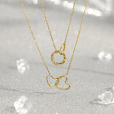  Interlocking Pavé Crystal Necklace in 18K Gold Plated Stainless Steel - friendship necklace gift from Bestie Keepsake