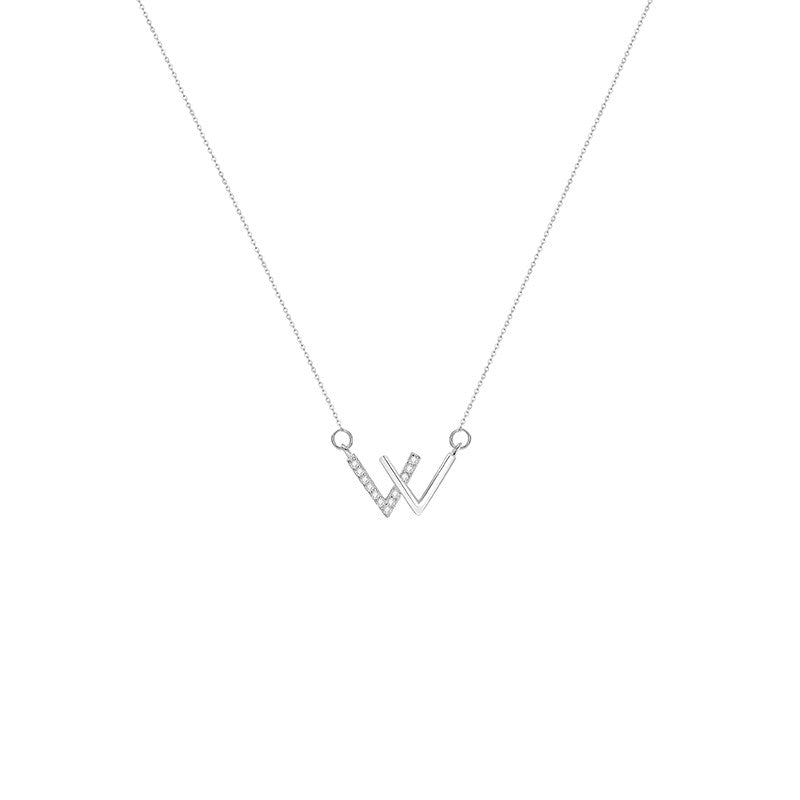  Pavé Initial W Pendant Necklace - friendship necklace gift from Bestie Keepsake