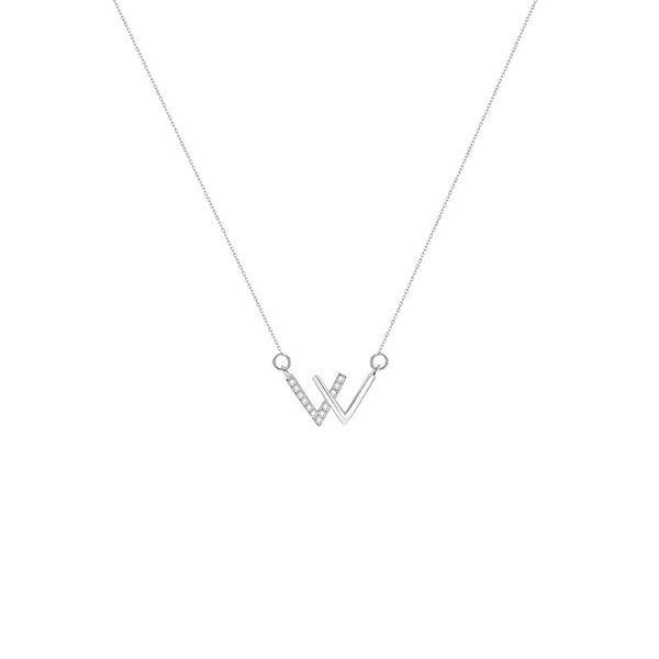  Pavé Initial W Pendant Necklace - friendship necklace gift from Bestie Keepsake