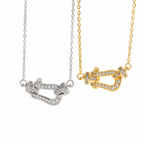  Pave Crystal Horseshoe Necklace in Titanium Steel - friendship necklace gift from Bestie Keepsake