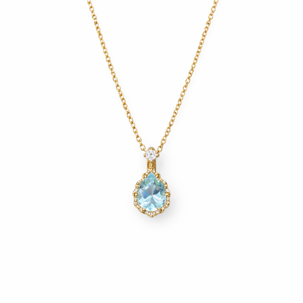  Teardrop Sky Blue Topaz Necklace S925 Sterling Silver - friendship necklace gift from Bestie Keepsake