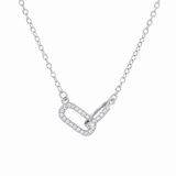  Pave Interlocking Paperclip Link Necklace - friendship necklace gift from Bestie Keepsake