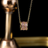  Ornate Pave Zircon Cylinder Pendant Necklace - friendship necklace gift from Bestie Keepsake