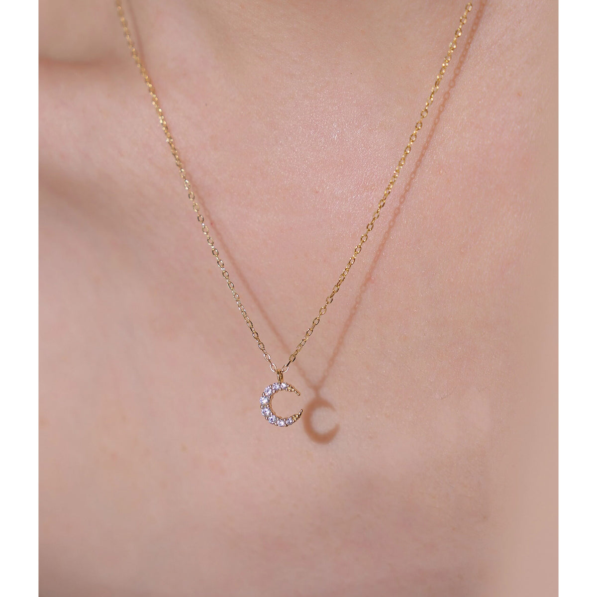  Sparkling Pave Crescent Moon Necklace in Sterling Silver - friendship necklace gift from Bestie Keepsake