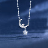  Celestial Star & Moon Pendant Necklace in Sterling Silver - friendship necklace gift from Bestie Keepsake