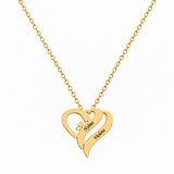  Interlocking Double Heart Engraved Necklace Stainless Steel - friendship necklace gift from Bestie Keepsake
