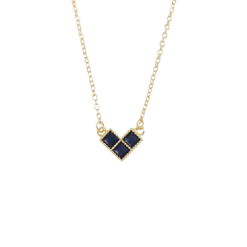  Geometric Heart Birthstone Necklace Stainless Steel - friendship necklace gift from Bestie Keepsake
