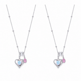  Heart & Baguette Crystal Teardrop Necklace - friendship necklace gift from Bestie Keepsake