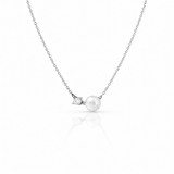  Dainty Pearl & Zirconia 925 Sterling Silver Necklace - friendship necklace gift from Bestie Keepsake