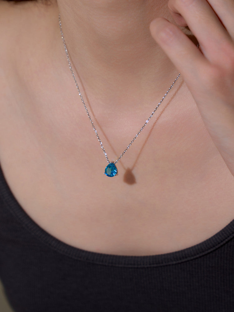 Teardrop Zircon Necklace in Sterling Silver - friendship necklace gift from Bestie Keepsake