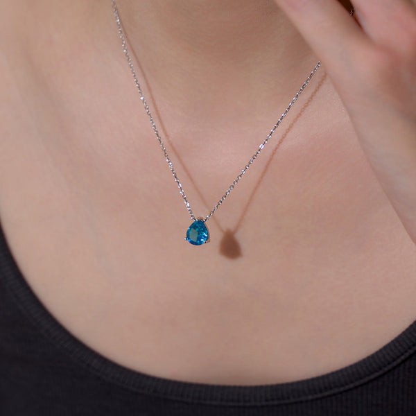  Teardrop Zircon Necklace in Sterling Silver - friendship necklace gift from Bestie Keepsake