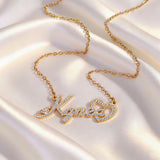  Iced Script Heart Custom Name Necklace - friendship necklace gift from Bestie Keepsake