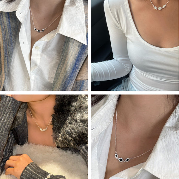  Vintage-Inspired Rhombus Stone Pendant Necklace Silver Plated - friendship necklace gift from Bestie Keepsake