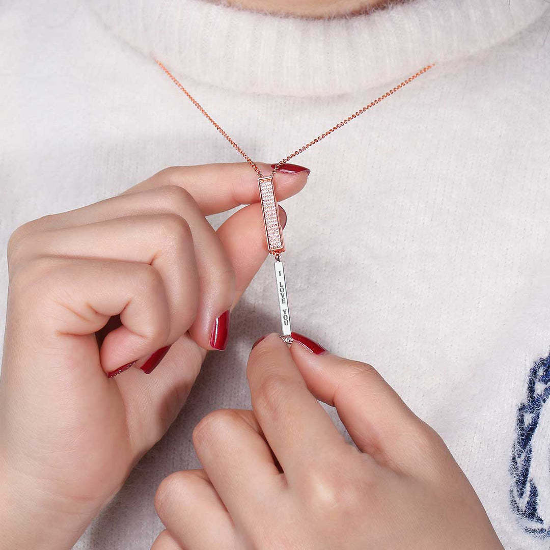  Crystal Encrusted Hidden Bar Necklace - friendship necklace gift from Bestie Keepsake