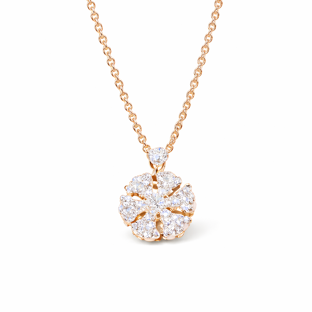  Spinning Snowflake Crystal Pendant Necklace - friendship necklace gift from Bestie Keepsake