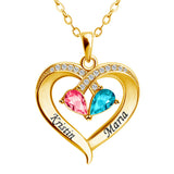  Dainty Dual Birthstone Heart Necklace - friendship necklace gift from Bestie Keepsake