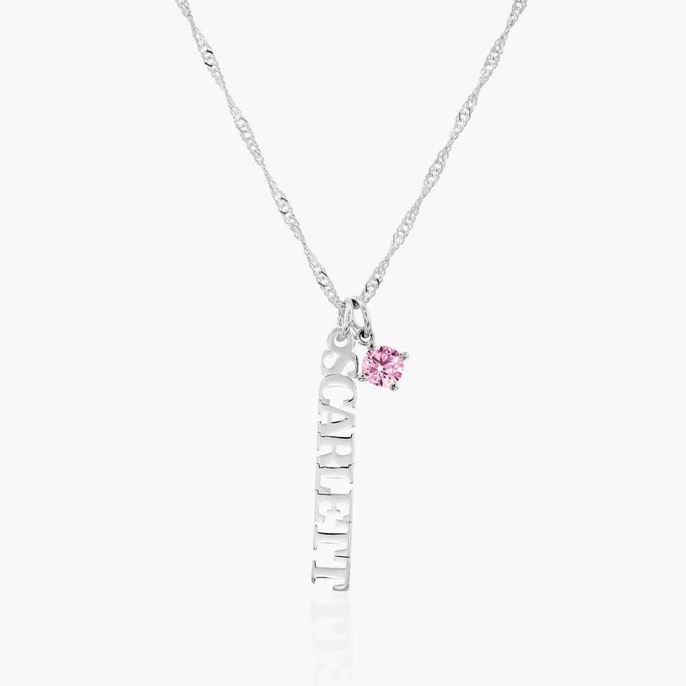  Custom Birthstone  Personalize Name Tag Necklace in 925 Sterling Silver - friendship necklace gift from Bestie Keepsake