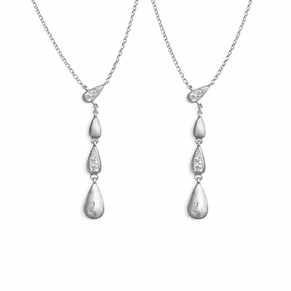 Dainty Water Drop Zirconia Necklace in Sterling Silver - friendship necklace gift from Bestie Keepsake