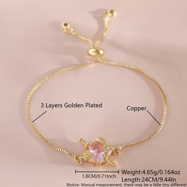  Ornate Pink Heart Slider Bracelet - friendship necklace gift from Bestie Keepsake