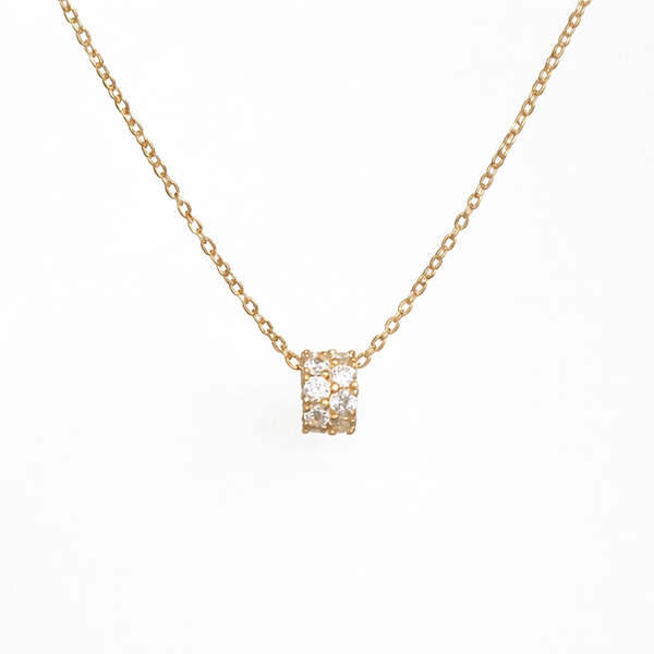  Pave Cylinder Pendant Necklace Sterling Silver - friendship necklace gift from Bestie Keepsake