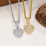  Iced Baguette Heart Pendant Necklace in Copper - friendship necklace gift from Bestie Keepsake