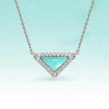  Delta Geometric Triangle Necklace with Stone Inlay - friendship necklace gift from Bestie Keepsake