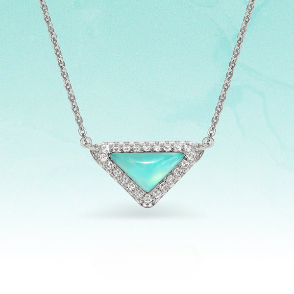  Delta Geometric Triangle Necklace with Stone Inlay - friendship necklace gift from Bestie Keepsake