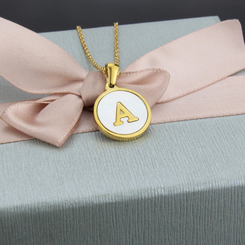  Initial Medallion Shell Pendant Necklace - friendship necklace gift from Bestie Keepsake