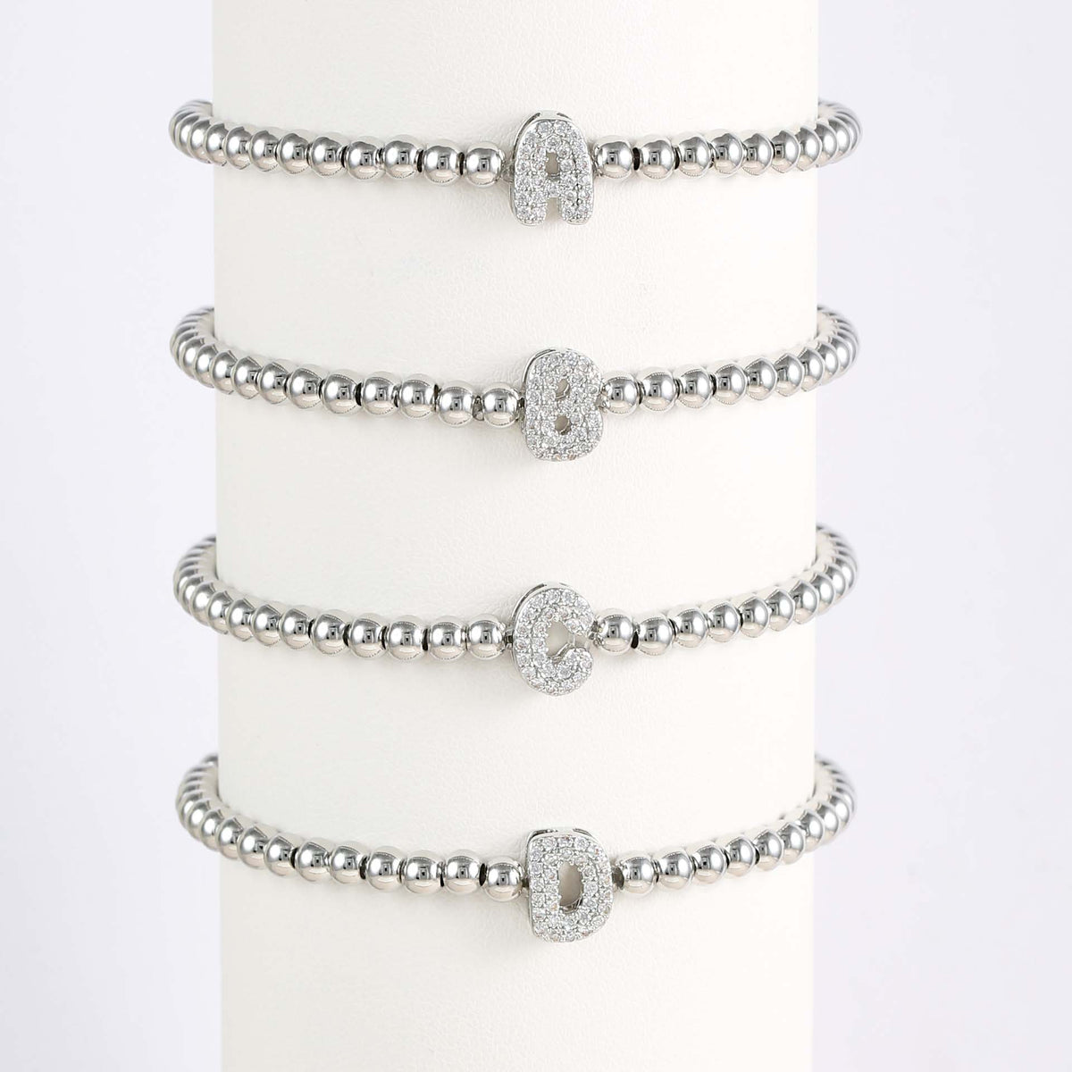  Initial Pavé Bubble Letter Beaded Bracelet - friendship necklace gift from Bestie Keepsake