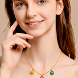  Colorful Enamel Initial Charm Necklace in Gold-Plated Brass - friendship necklace gift from Bestie Keepsake