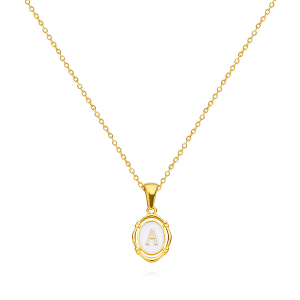  Ornate Oval Initial Pendant Necklace - friendship necklace gift from Bestie Keepsake