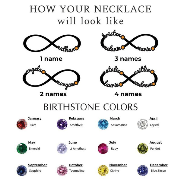  Personalized Infinity Birthstone Necklace in Stainless Steel - friendship necklace gift from Bestie Keepsake