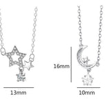  Celestial Star & Moon Pendant Necklace in Sterling Silver - friendship necklace gift from Bestie Keepsake
