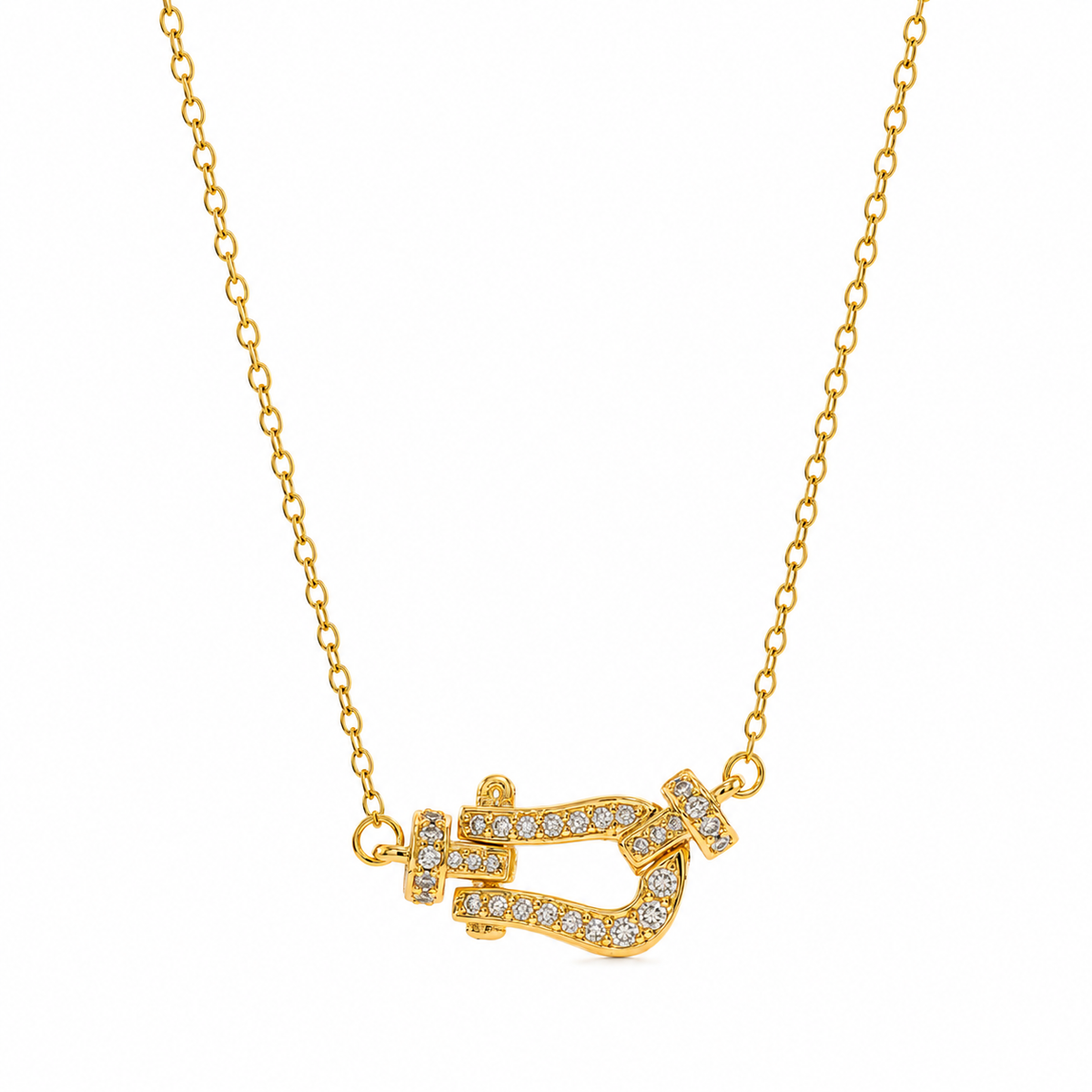  Pave Crystal Horseshoe Necklace in Titanium Steel - friendship necklace gift from Bestie Keepsake