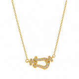  Pave Crystal Horseshoe Necklace in Titanium Steel - friendship necklace gift from Bestie Keepsake