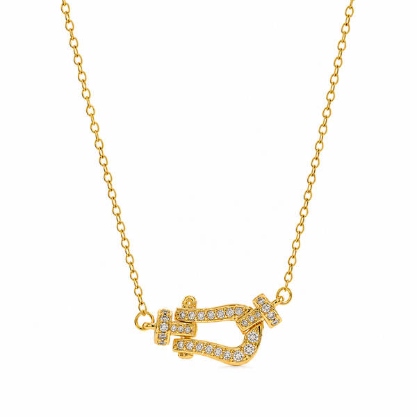  Pave Crystal Horseshoe Necklace in Titanium Steel - friendship necklace gift from Bestie Keepsake