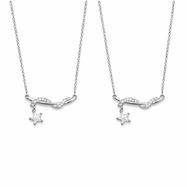  Entwined Star Pendant Zirconia Necklace - friendship necklace gift from Bestie Keepsake