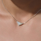  Delta Geometric Triangle Necklace with Stone Inlay - friendship necklace gift from Bestie Keepsake